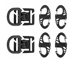 Набір карабінів і обертових кілець Mil-Tec DURAFLEX MOLLE D-RING S-HOOK Black 13457602