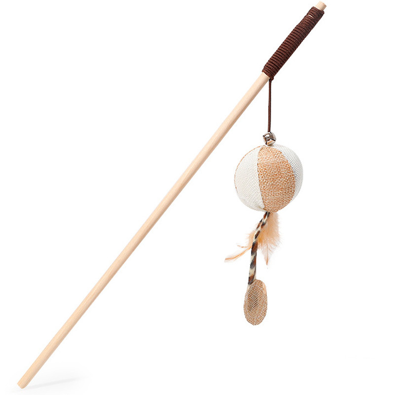 Іграшка Taotaopets 014430 Паличка дерев'яна з пір'ям 40 см Ball