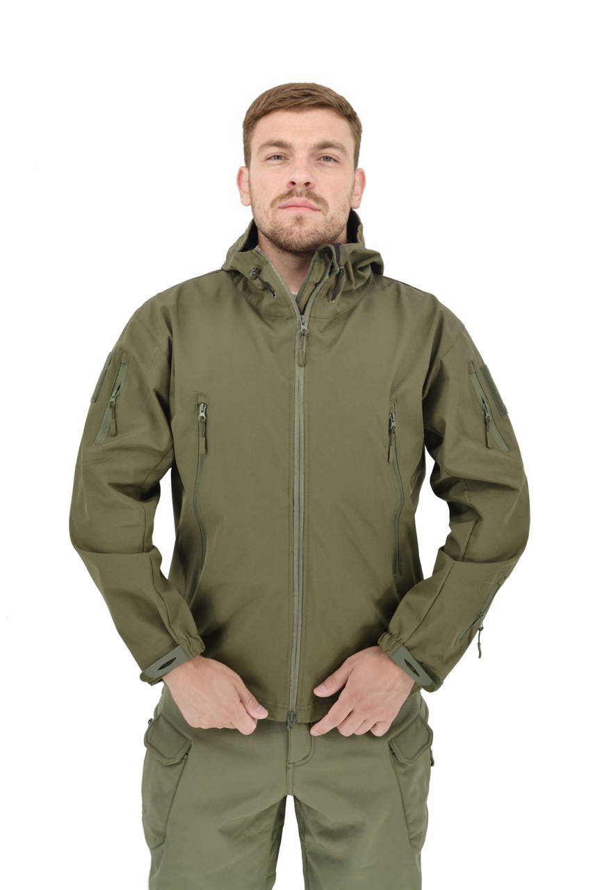 Легка тактична літня куртка (вітровка, парка) з капюшоном Warrior Wear JA-24 Olive Green