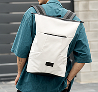 Мужской рюкзак ролл белый городской молодежный функциональный удобный 41х27х18 см экокожа для мужчин BG