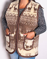 Жіноча жилетка з оленями з овчини 100TM 46-64р. бейка