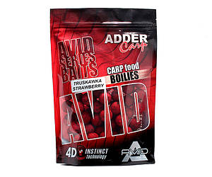 Бойли Adder Carp Boilies Avid 16 мм 200 гр Strawberry / Полуниця