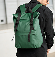 Мужской рюкзак ролл зеленый городской функциональный молодежный крепкий 54х30х16 см экокожа для поездок BG