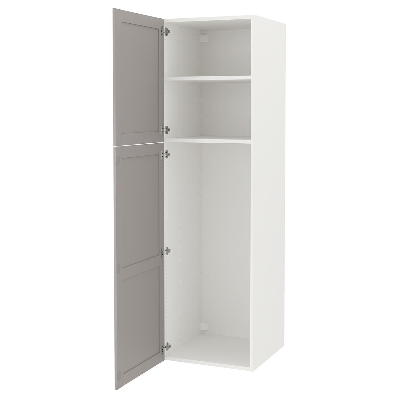 Высокий шкаф 2 двери IKEA ENHET белый, серая рамка, 60x62x210 см, 494.354.78 - фото 1 - id-p1921994711