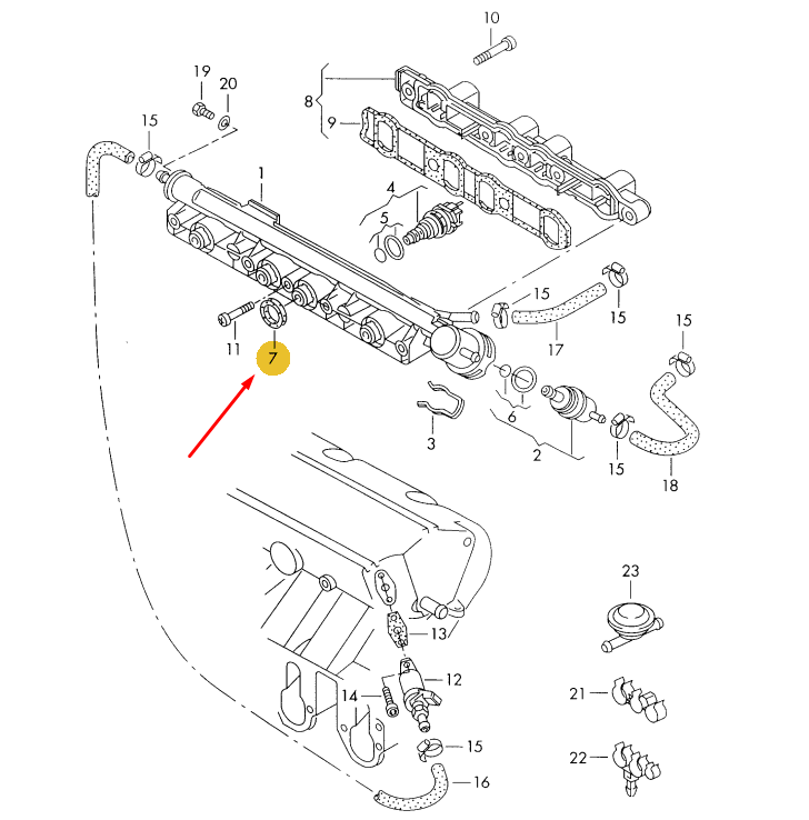 Кільце для паливної рампи Passat B4 Golf 3 Vento 1.8 2.0 VAG 037133398a