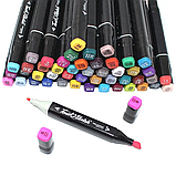 48 маркерів різних відтінків у зручній сумці-чохлі для малювання. Фломастери двосторонні . Маркери 48, фото 9