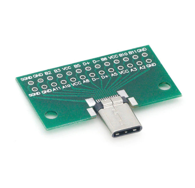 Тестовий роз'єм USB 3.1 Type C 24 пін на платі - штекер тато