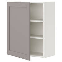 Подвесной шкаф 2 полки IKEA ENHET, Дверь, белый, серая рамка, 60x32x75 см, 993.209.79