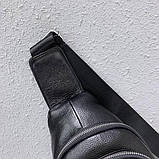 Сумка слінг для чоловіка шкіряна чорна практична чоловіча повсякденна сумочка крос боді шкіряний месенджер на плече чоловічий, фото 4