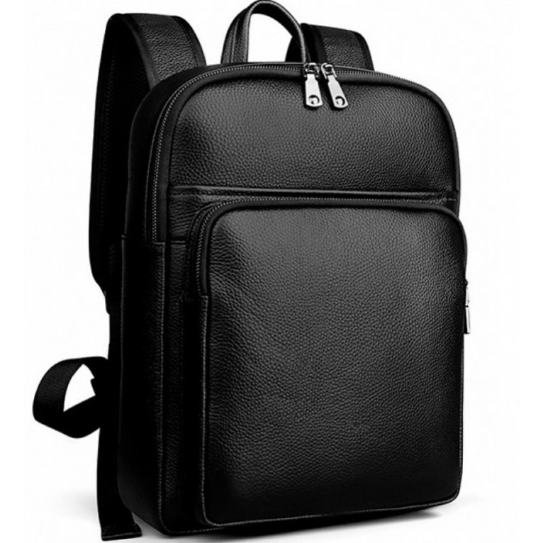 Рюкзак чоловічий шкіряний для документів ноутбуку офісу Tiding Bag Чорний 20 л для ділового чоловіка з натуральної шкіри