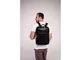 Рюкзак чоловічий шкіряний для документів ноутбуку офісу Tiding Bag Чорний 20 л для ділового чоловіка з натуральної шкіри, фото 3