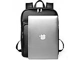 Рюкзак чоловічий шкіряний для документів ноутбуку офісу Tiding Bag Чорний 20 л для ділового чоловіка з натуральної шкіри, фото 6