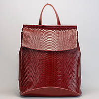 Жіночий червоний рюкзак із натуральної шкіри з тисненням під зміїну шкіру Tiding Bag
