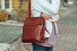 Жіночий червоний рюкзак із натуральної шкіри з тисненням під зміїну шкіру Tiding Bag, фото 6