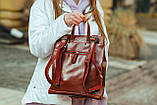 Жіночий червоний рюкзак із натуральної шкіри з тисненням під зміїну шкіру Tiding Bag, фото 7