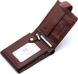 Портмоне гаманець чоловічий шкіряний для карток прав та грошей ST Leather коричневий брендовий, фото 4