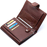 Портмоне вертикальний гаманець чоловічий шкіряний Bonshop коричневий брендовий для карток прав та грошей, фото 2