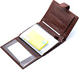 Портмоне вертикальний гаманець чоловічий шкіряний Bonshop коричневий брендовий для карток прав та грошей, фото 4