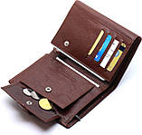 Портмоне вертикальний гаманець чоловічий шкіряний Bonshop коричневий брендовий для карток прав та грошей, фото 5