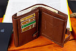 Портмоне вертикальний гаманець чоловічий шкіряний Bonshop коричневий брендовий для карток прав та грошей, фото 9
