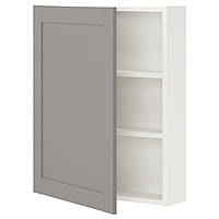 Подвесной шкаф 2 полки IKEA ENHET, Дверь, белый, серая рамка, 60x17x75 см, 993.236.66