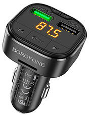 FM трансмітер модулятор Borofone BC43 Flash QC3.0 Bluetooth Автомобільний зарядний пристрій Чорний, фото 5