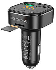 FM трансмітер модулятор Borofone BC43 Flash QC3.0 Bluetooth Автомобільний зарядний пристрій Чорний, фото 6