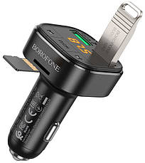 FM трансмітер модулятор Borofone BC43 Flash QC3.0 Bluetooth Автомобільний зарядний пристрій Чорний, фото 3