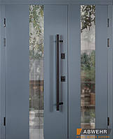 Входные нестандартные полуторные двери Ufo Black (Цвет RAL 7016 + Белая) - Размер 2200*1700 - комплектация