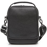 Кожаная мужская сумка через плечо Tiding Bag 2436R черная с ручкой