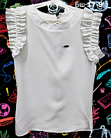 Блуза для дівчинки шкільна в білому та молочному кольорі