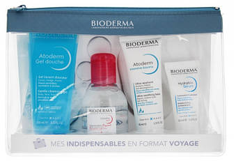 Набір Bioderma для чутливої шкіри (гель, міцелярна вода, крем, сироватка)