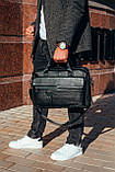 Чоловіча шкіряна сумка місткий портфель для документів ноутбуку офісу шкіряний Tiding чорна шкіра для стильного чоловіка, фото 5