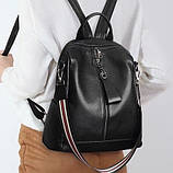 Жіночий рюкзак шкіряний повсякденний міський Tidin чорний молодіжний спортивний для жінки стильний з натуральної шкіри 28х31х13, фото 2