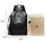 Жіночий рюкзак шкіряний повсякденний міський Tidin чорний молодіжний спортивний для жінки стильний з натуральної шкіри 28х31х13, фото 6