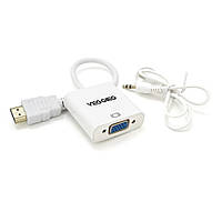 Конвертер VEGGIEG H-V1B HDMI (тато) на VGA (мама) + Audio, 25cm, White, Пакет