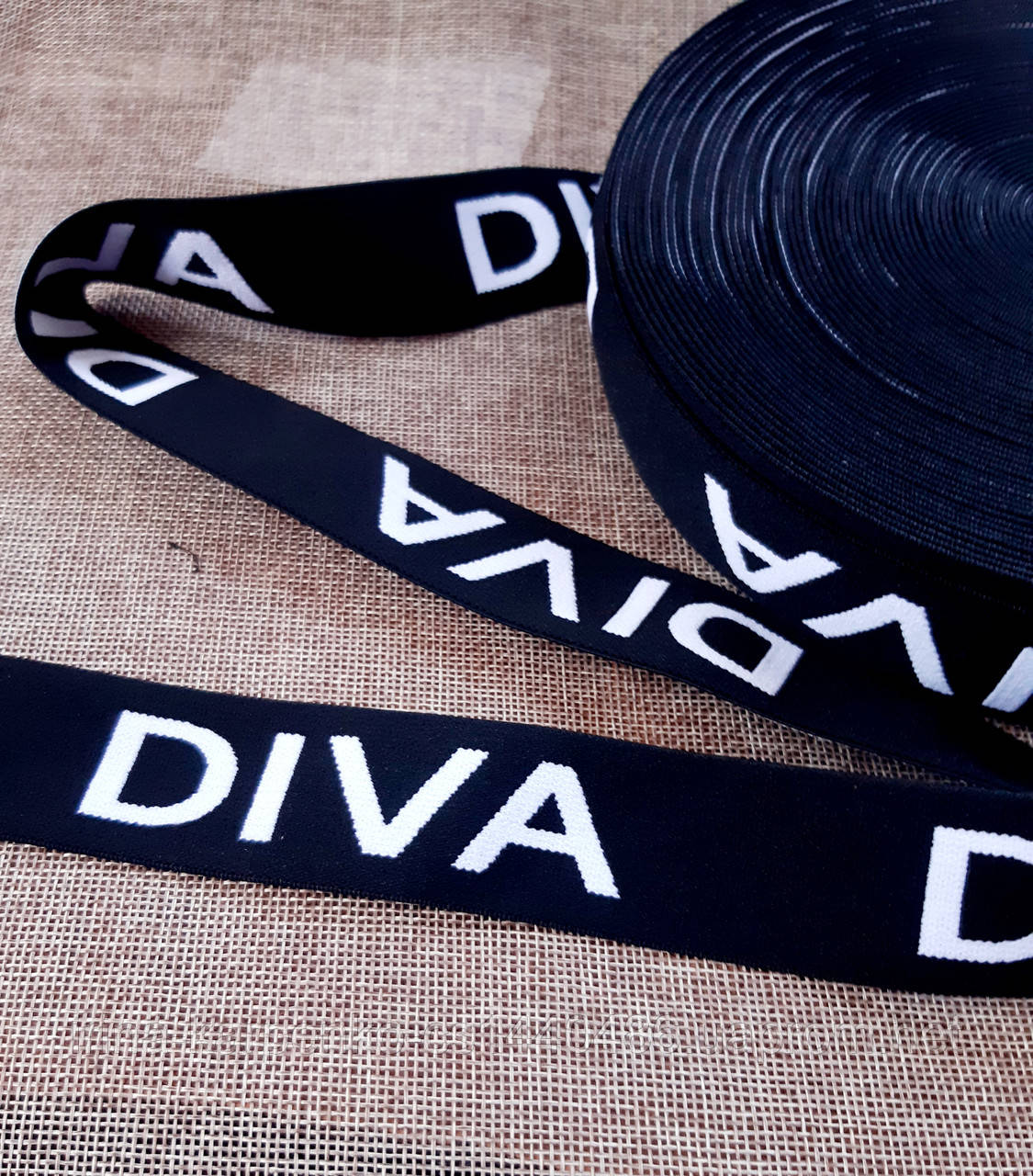 Гумка з логотипом DIVA 35 мм  для спортивного одягу на пояс, для нижньої білизни