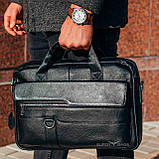 Чоловіча офісна сумка-портфель із натуральної шкіри Tiding Bag 710671-17 чорна, фото 2
