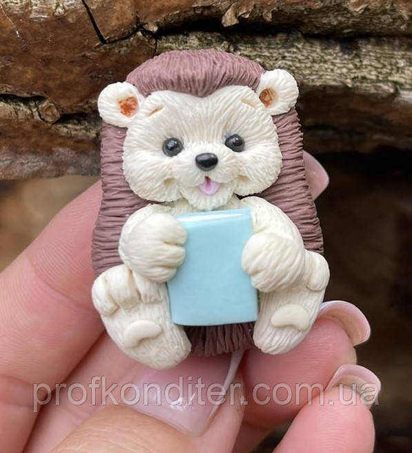 Ексклюзив. Силіконовий молд для шоколаду та ін "Їжачок з книжкою 2Д формат", фото 1