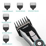 Акумуляторна машинка для стрижки волосся VGR V256 бездротова з 6 насадками та підставкою в подарунковій коробці, фото 5