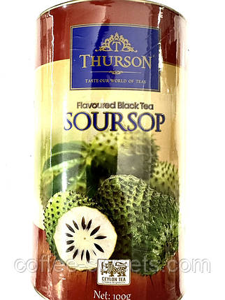 Чай Thurson 100 г чорний Soursop зі шматочками саусепу в тубусі, фото 1