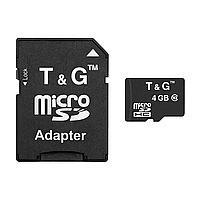 Карта памяти MicroSDHC 4GB Class 10 T&G + SD-adapter (TG-4GBSDCL10-01)