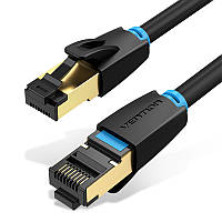 Интернет-кабель Vention 1м Cat.8 SSTP 40 Гбит/с 2000 МГц Патч-корд Lan RJ45 RJ 45 Черный