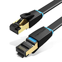 Интернет-кабель Vention 1.5м Cat.8 SSTP 40 Гбит/с 2000 МГц Патч-корд Lan RJ45 RJ 45 Плоский Черный