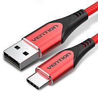 Кабель Vention 1м USB - Type-C 18Вт (3А/6В) 480 Мбит/с USB-A на USB-C Алюминиевый корпус Красный