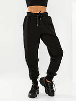 Женские yтепленные спортивные штаны на флисе L (46-48) черные