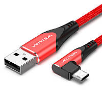 Кабель Vention 1м Реверсивний Micro-USB - USB Кутовий 12Вт (2А/6В) 480 Мбіт/с Швидка зарядка USB 2.0 A на Micro-B Червоний