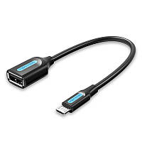 Переходник Vention Micro-USB - USB OTG 10W (2A/5V) 480 Мбит/с 0.15м адаптер USB 2.0 Micro-B на USB-A Черный