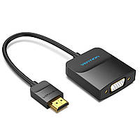 Конвертер Vention HDMI - VGA 1080P@60Гц с Micro USB и аудио портами Переходник Адаптер 0.5м Черный