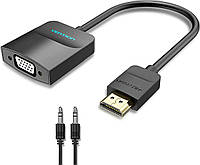 Конвертер Vention HDMI - VGA 1080P@60Гц с Micro USB, аудио портами и 3.5 minijack кабелем Переходник Адаптер